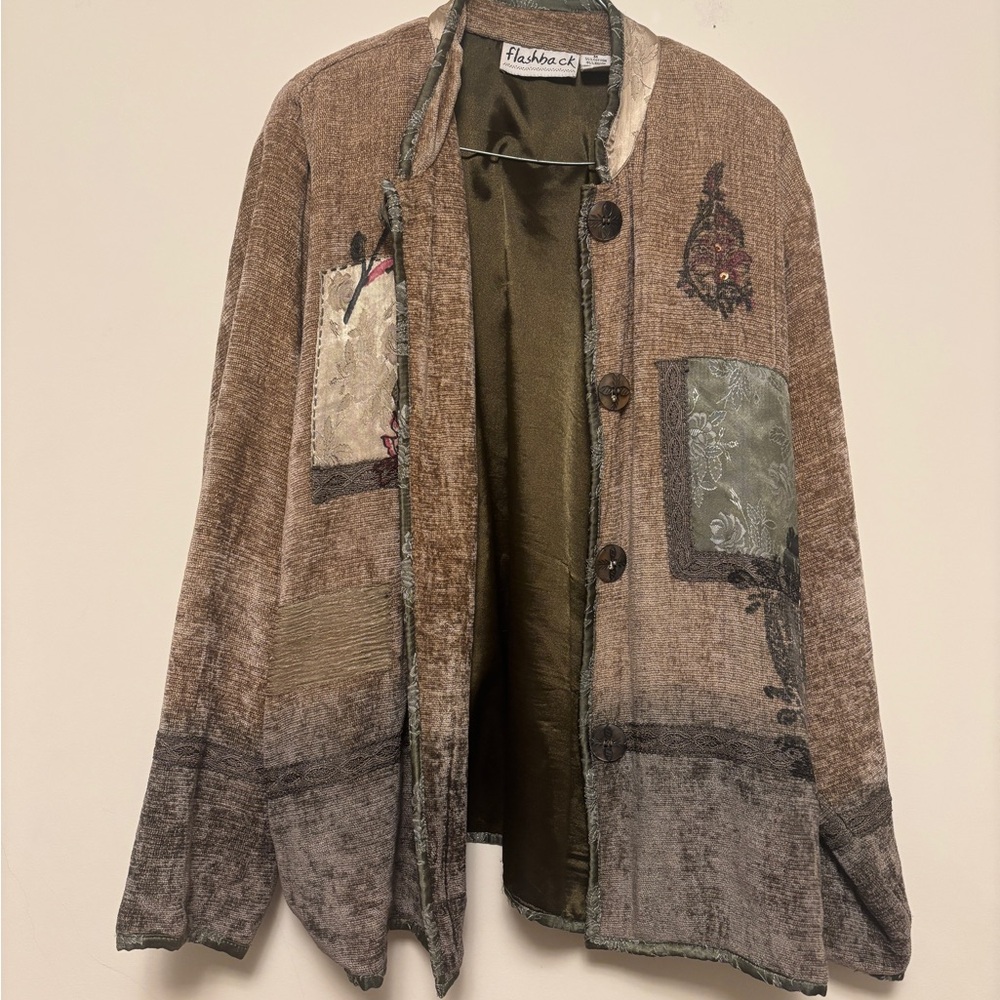 Flashback Patchwork Embroidered Jacket Boho Cotta… - image 2